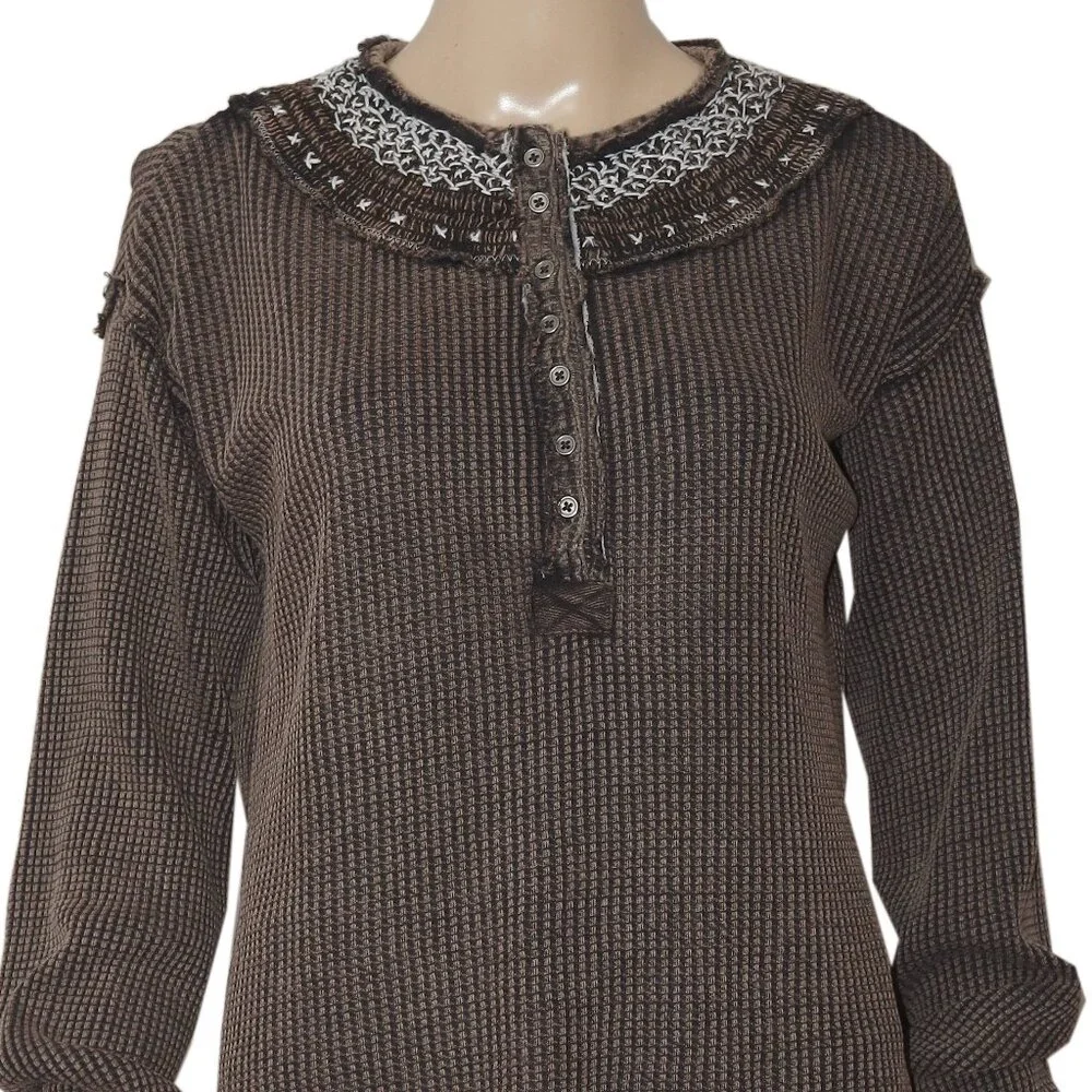 Free People We The Free Holly Henley Top Duck Combo New XS